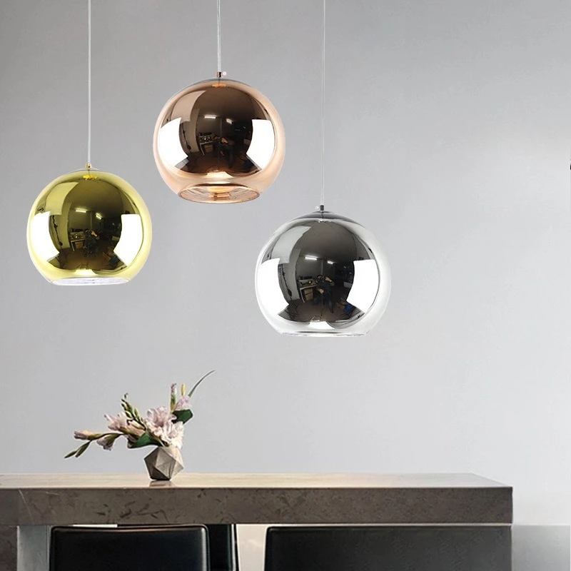 Italian Designer Pendant Lights Electroplated Glass Ball LED Hanging Lamps Homestay Bedroom Bedside Bar Counter Decor Chandelier