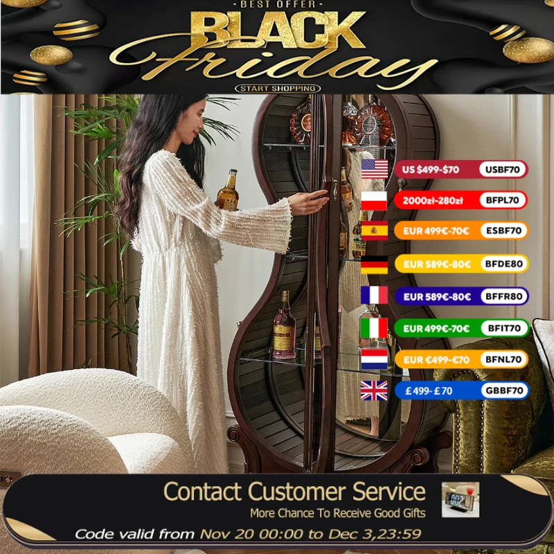 

American Luxury Wine Display Cabinet Solid Wood Glass Living Room Floor Cabinet Organizer Showcase Vitrine Home Furniture