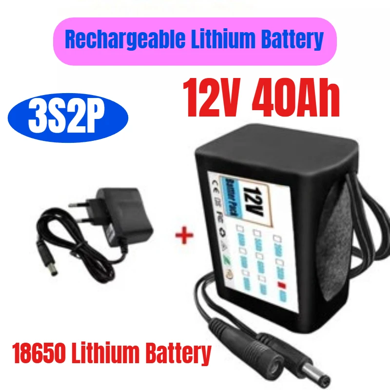 

18650 Lithium Battery 3S2P 12V 40Ah Rechargeable Lithium Battery Pack with BMS + Charger
