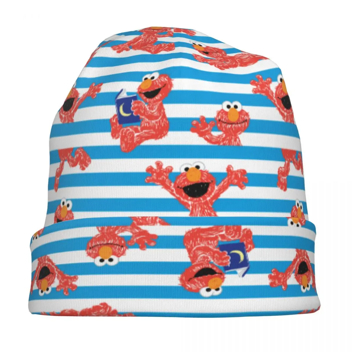 Crayon Elmo motif à rayures sésame rue Bonnet chapeaux décontracté rue Skullies bonnets chapeau pour hommes femmes chaud tête Wrap Cap
