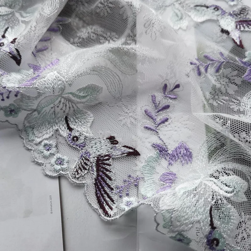 10meters Mesh Embroidery Lace Trim Flower Embroidered Lace Voile Fabric for Women Bra Underwear