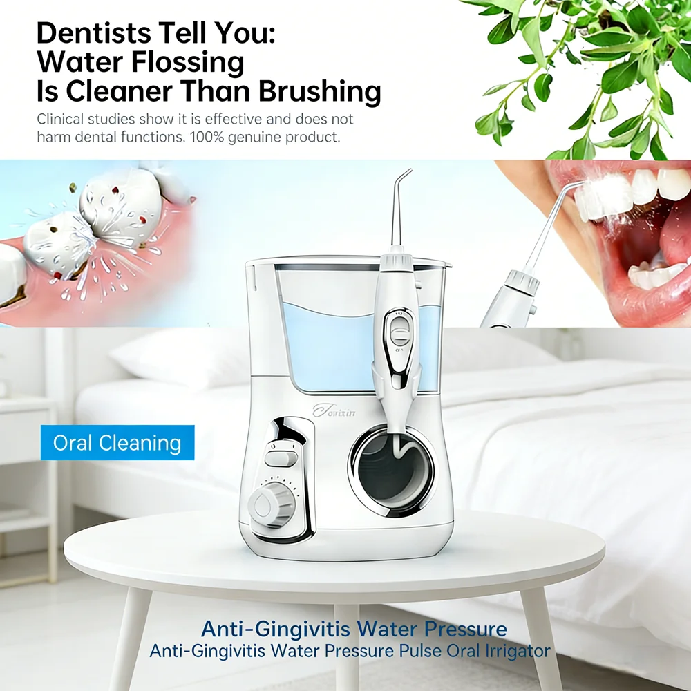 

Настольный ирригатор для полости рта 800 мл, 10 режимов очистки, 5 насадок, предотвращает неприятный запах изо рта и улучшает состояние зубов