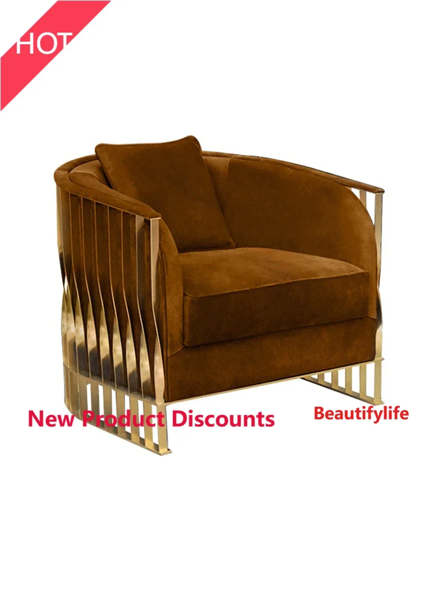 PPP  Italian Light Luxury Armchair Artistic Creative Leisure Hotel Club Reception Stainless Steel High-End Couch