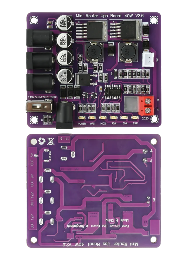 Mini-Stromversorgungsmodul 40W USV-Board mit 4-Kanal-Ausgang für Router, unterbrechungsfreie Stromversorgung, sicher – Detail 8