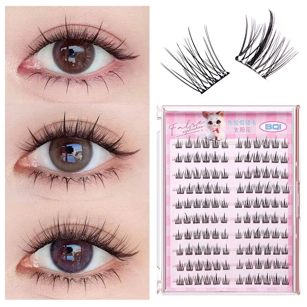 대용량 글루프리 인조 속눈썹 10줄 단일 클러스터 10-14MM C컬 내추럴 셀프 접착 인조 속눈썹