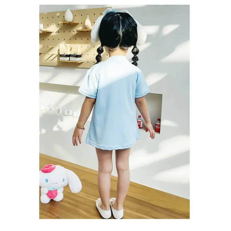 Summer Child Girls Hello Kitty Shirt Dresses Short Sleeve Tee Tops Children Baby Casual Cute Mini Short Dress Clothes Dropship