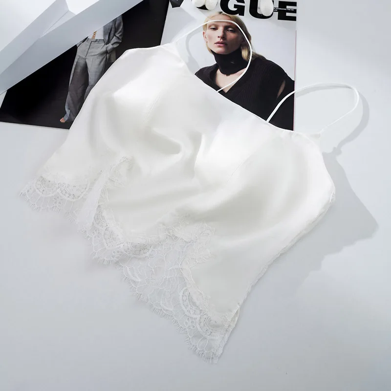 Winsleter-19MM 93%Silk Sexy Sling, With Triangle Cup Chest Pads, Women French Eyelash Lace Thin Underwear, 2026 Summer P63215CC