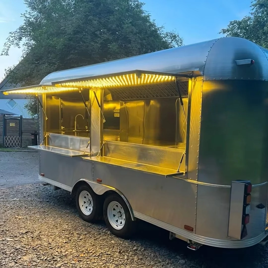 Mobile Bar Beer Ice Cream Pass Inspection Food Truck Cart Sale Stainless Steel Hot Dog Pizza Food Truck Trailer