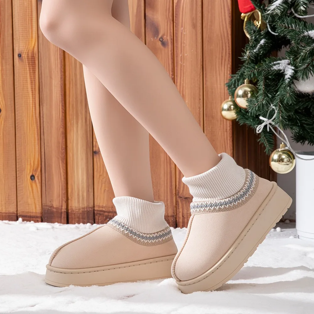 

New Snow Boots Ankle Boots Fluffy Warm Women's Slippers Thick Bottom Non-Slip Sole Home Cotton Shoes Winter