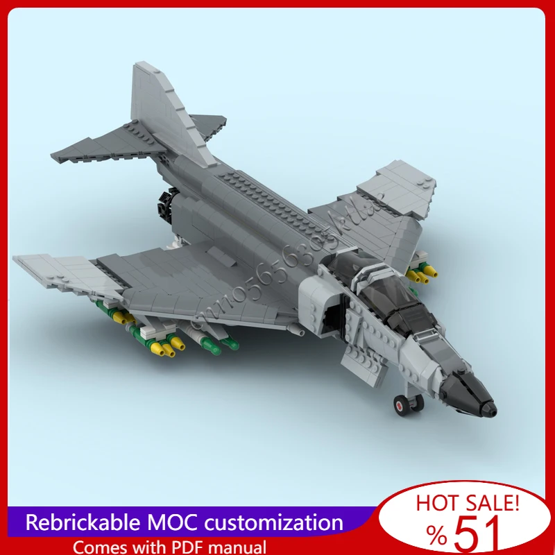 

1196 Parts MOC F4 Legendary Supersonic Fighter Bomber Model DIY Set Assembled Educational Creative Children Toys Festival Gifts