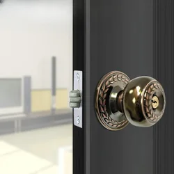 Stainless Round Door Knobs Rotation Lock Knobset Handle with Key for Bedrooms Bathrooms Utility Room Hardware Accessories