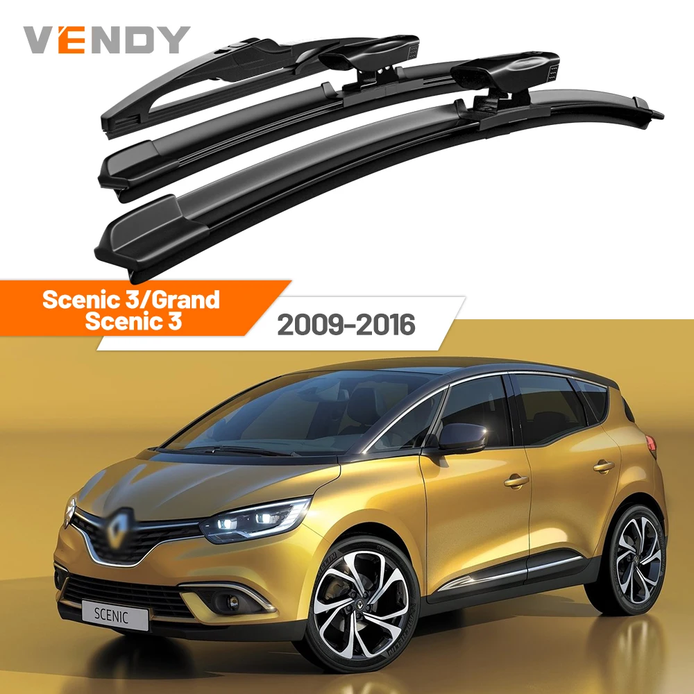 Para Renault Scenic Grand Scenic 3 2009-2016 2010 2011, Juego de Escobillas Limpiaparabrisas Delanteras y Traseras, Accesorios para Limpiaparabrisas