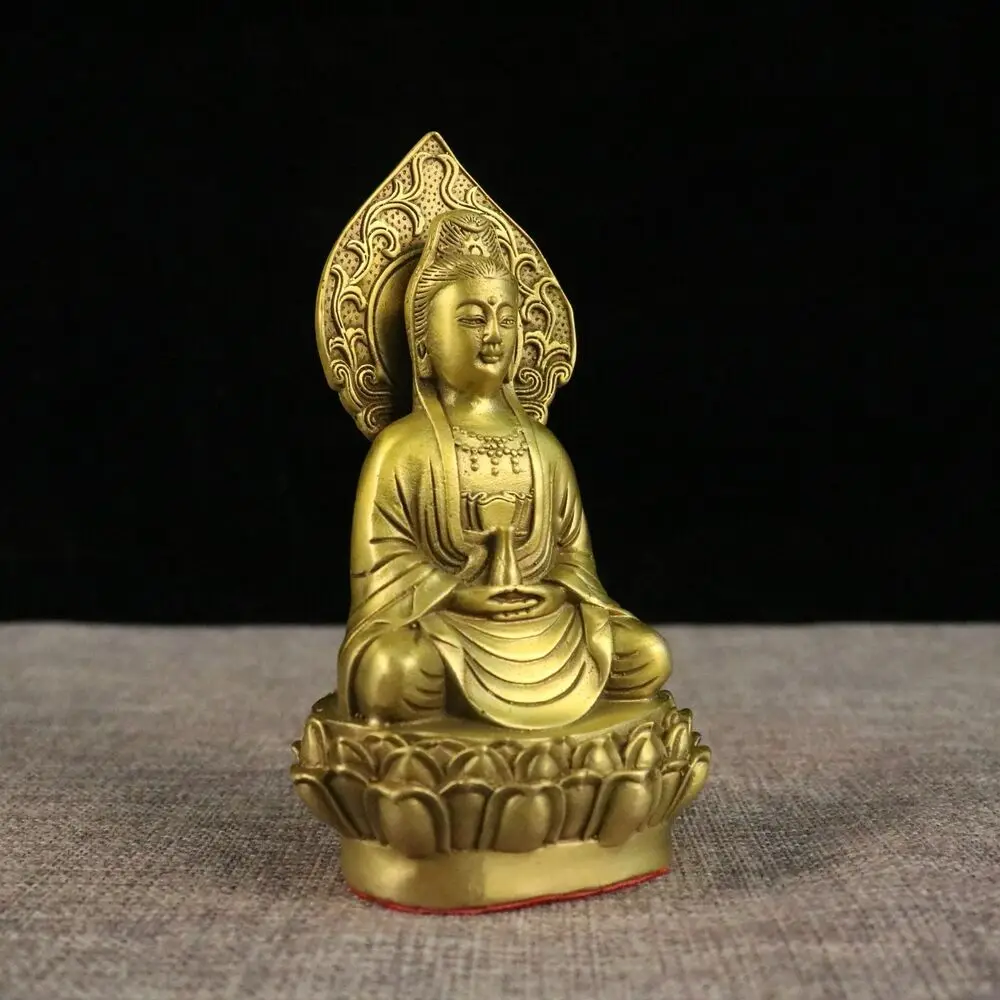 5'' brass sculpture buddhism temple a buddism godness Guanyin kwan-yin statue