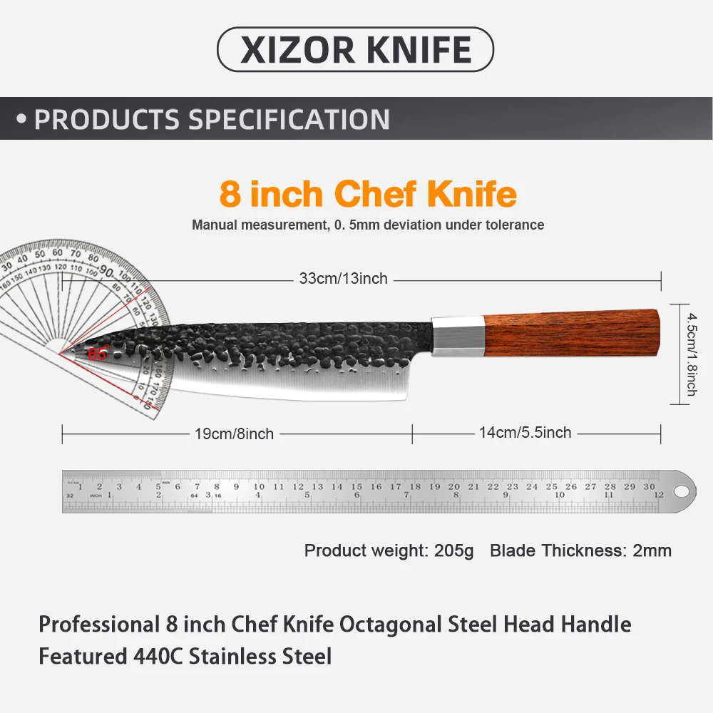 XITUO Handmade 8 Inch Chef Knife Ultra-sharp Cleaver Kitchen Cooking Knife Forging High Carbon Steel Blade Octagonal Handle