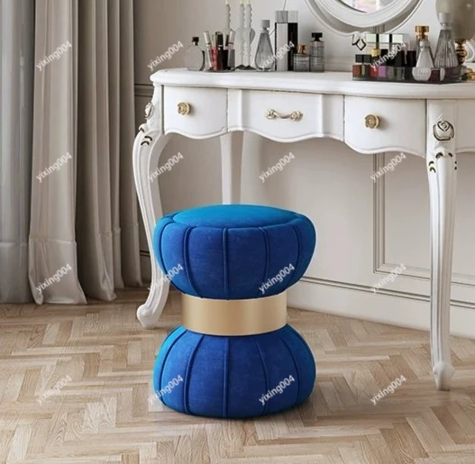 Luxuriöser Runder Schminktisch-Hocker, Moderner Minimalistischer Sofa-Hocker für Schlafzimmer-Kommode