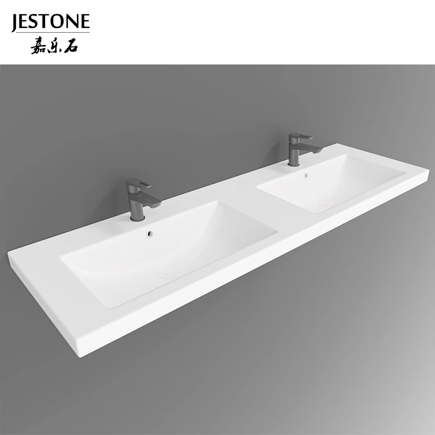 China Factory Durable Solid Surface Marble Pattern Wall Hung Wash Basin Modern Design Hotel Bathroom Vanity Furniture