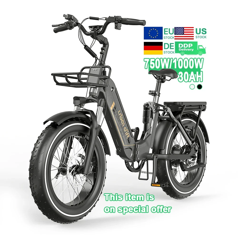 Electric City E Bike 1000w 48v15ah 30ah Fat Tire Folding 20inch Electric Bicycle Electric Mountain Bike For Adults