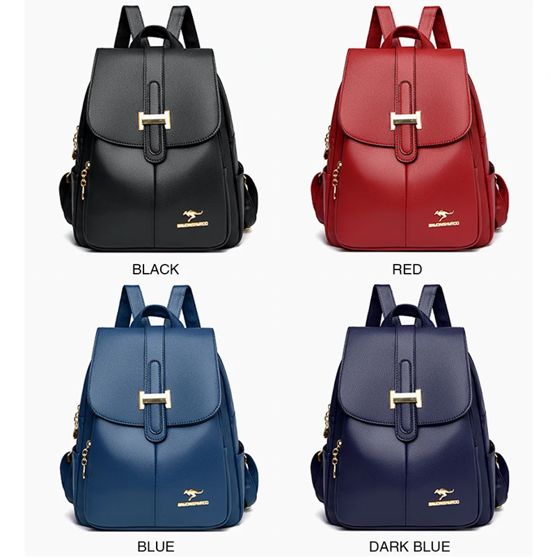 New Trend Ladies Backpack Famous Brand Leather Youth Girl School Bag Large Capacity Shoulder Bag Multifunctional Travel Backpack