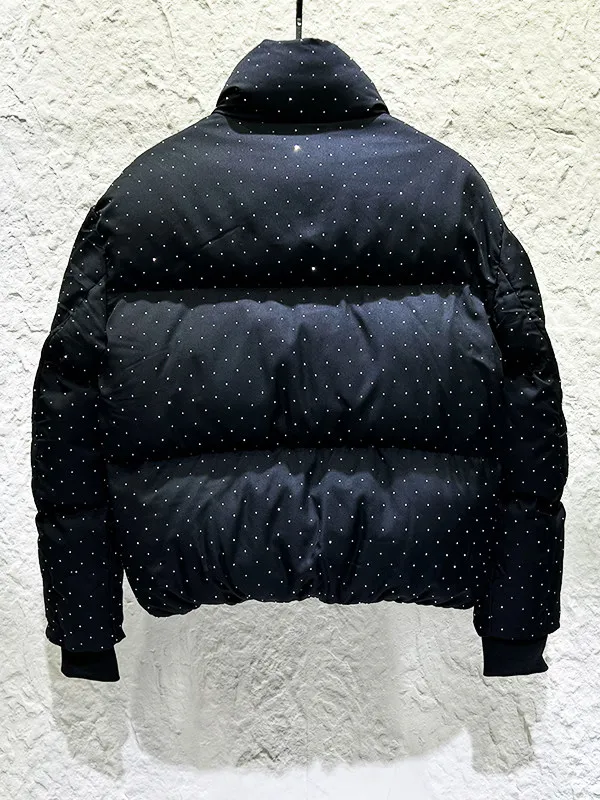 Winter Verdickte Warme männer Baumwolle Jacke Schwarz Kurzen Mantel High-end-Sternen Himmel Strass Stehkragen Baumwolle Kleidung