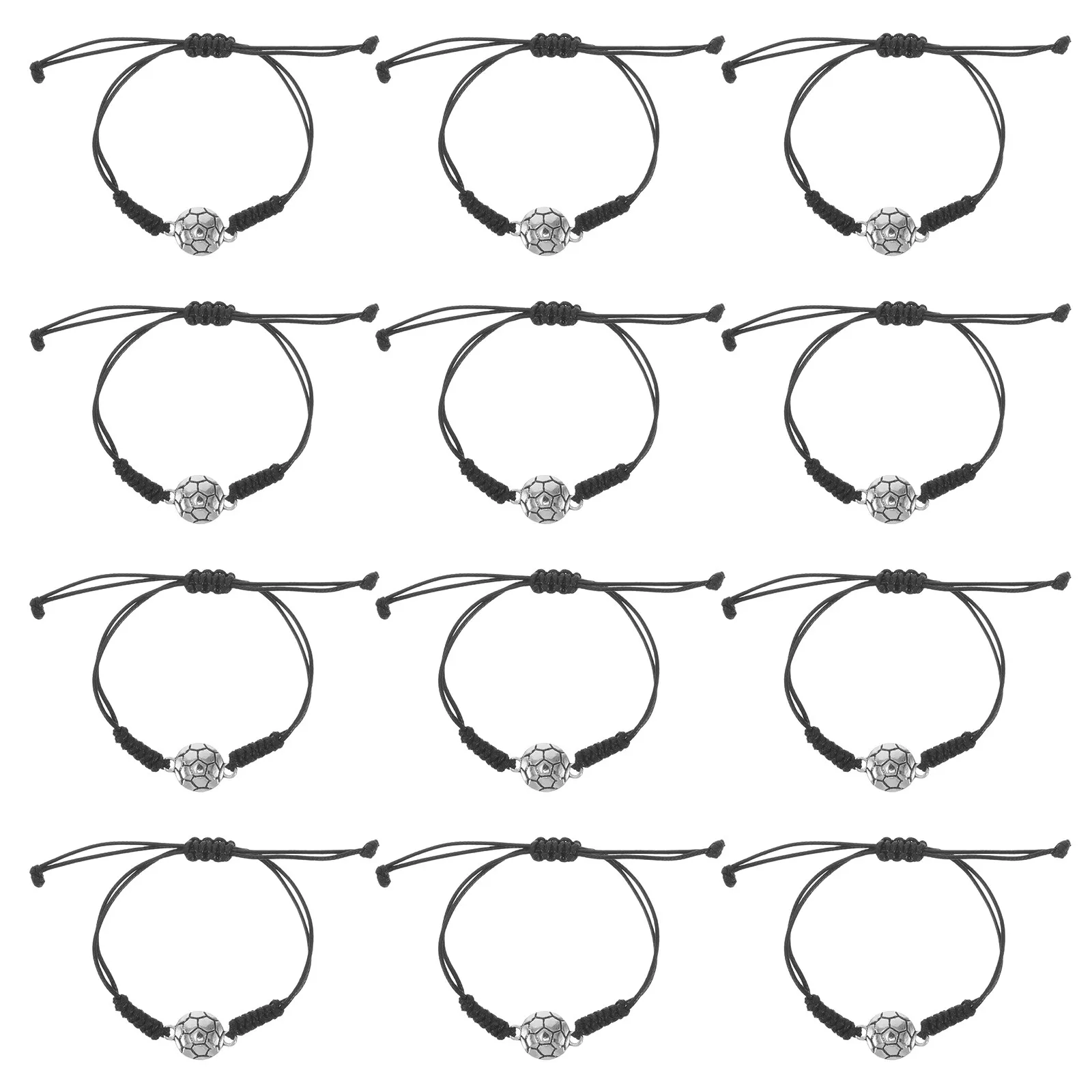 20Pcs Handcrafted Alloy Braided Sports Bracelets Adjustable Friendship Wristbands Soccer Baseball Basketball Volleyball Party