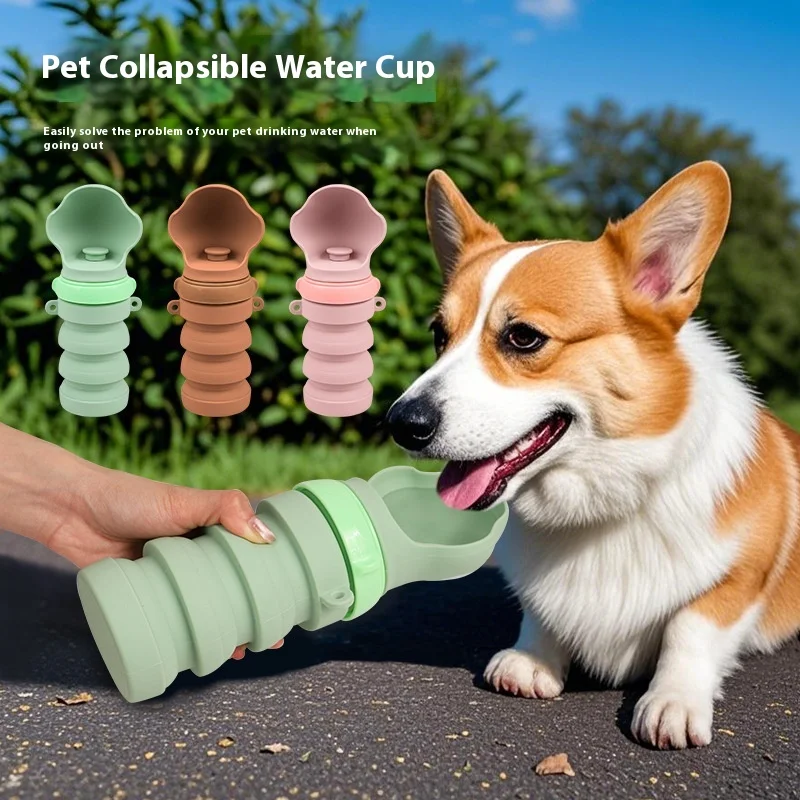 

Portable foldable pet water dispenser, dog walking kettle, outdoor water dispenser for dogs, silicone pet water cup