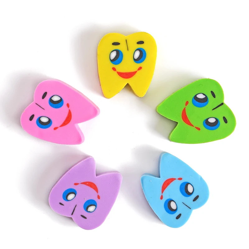 Dental Creative Teeth Shape Erasers Lovely Cartoon Rubber Eraser Dentist Gift For Kids Children Clinic Supplie Student Eraser