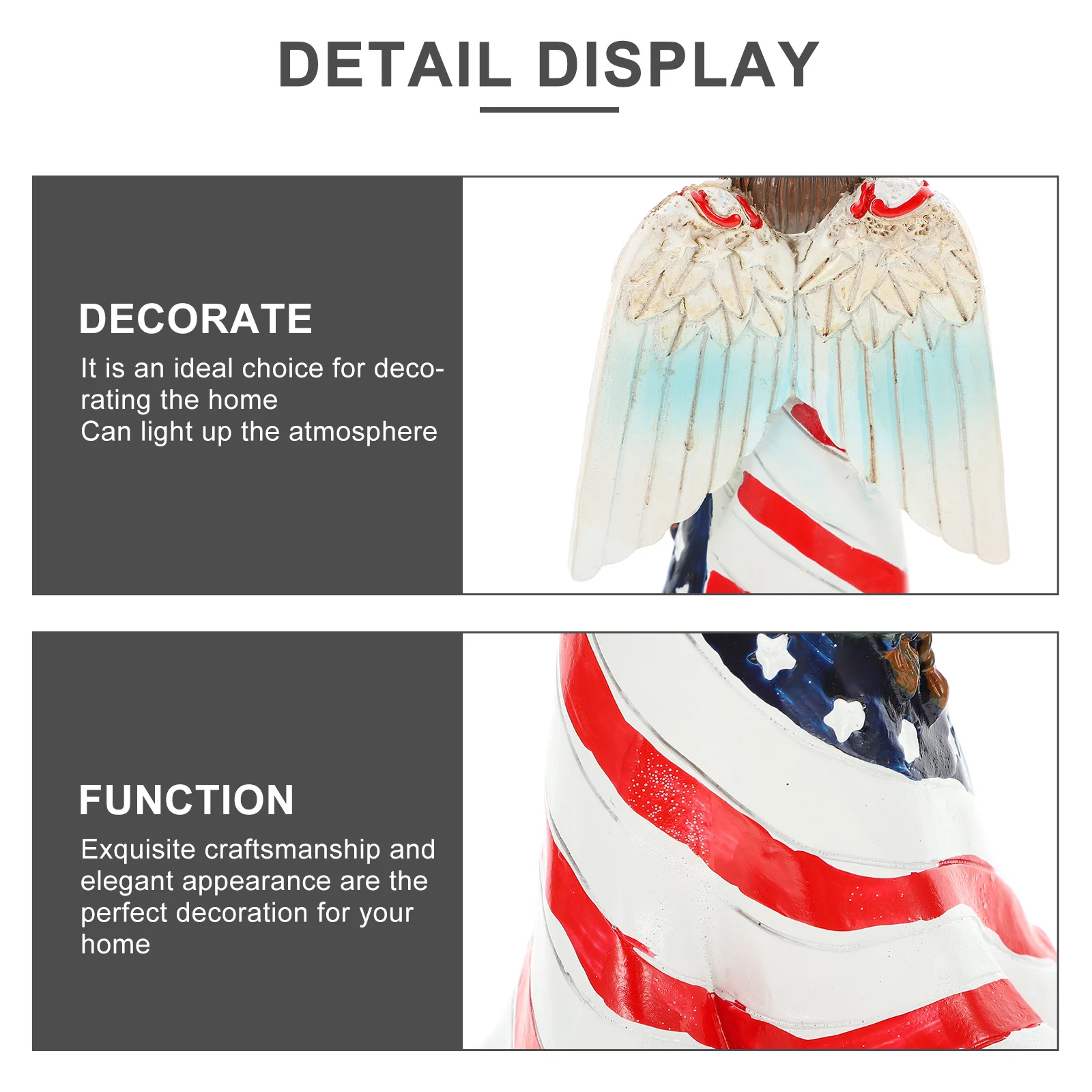 

Angel Shape Resin Ornament Independence Day Home Office Decor Portable Tabletop Independence Day Angel Figurine