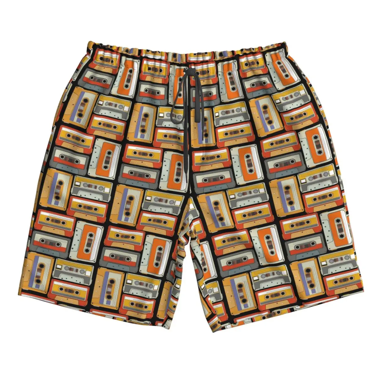 80s Generation Vintage Cassettes Trunks Beach Board Shorts Casual Quick Dry Swim Summer Men Pants
