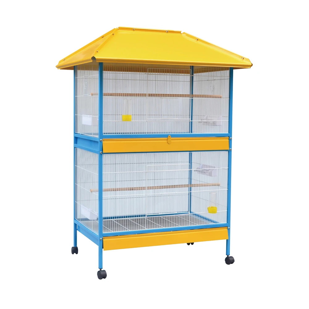 Factory Sale Canary Budgerigar House Wire Large Bird Cage Square Tube Equipped With Standing Rod Foldable Big Birdcage