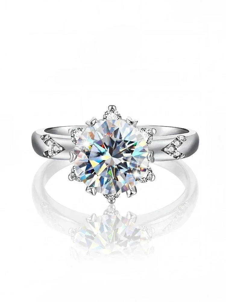 Luxuriöse Echte 2CT Moissanit-Diamant-Edelsteinringe für Damen 925 Sterling Silber Solitär Hochzeit Verlobung Edle Schmuckstücke – Detail 2