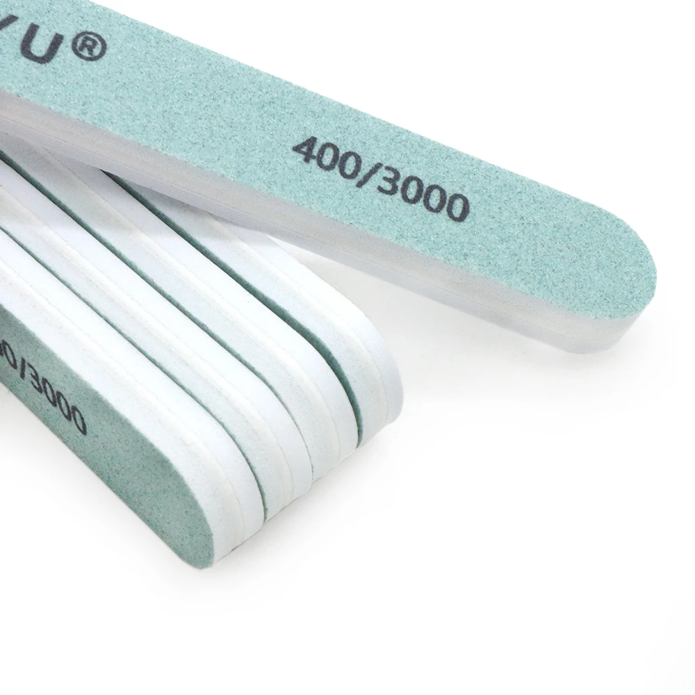 5/10개입 양면 폴리싱 버퍼 400/3000 그릿 그린&화이트 스트레이트 네일 파일 스트립 네일 스타일리스트 용품 매니큐어 도구