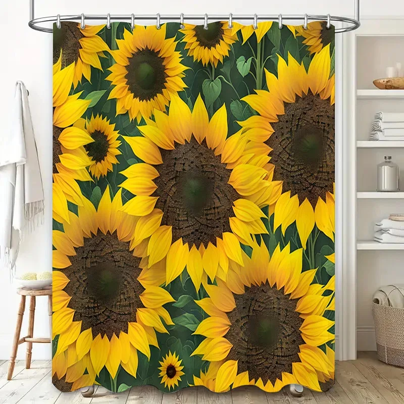 

ZHL22Bright Sunflower Shower Curtain Waterproof Bathroom Decor Home Decoration Wall Hanging Shelves Organizer Storage Shelf 2Ol%