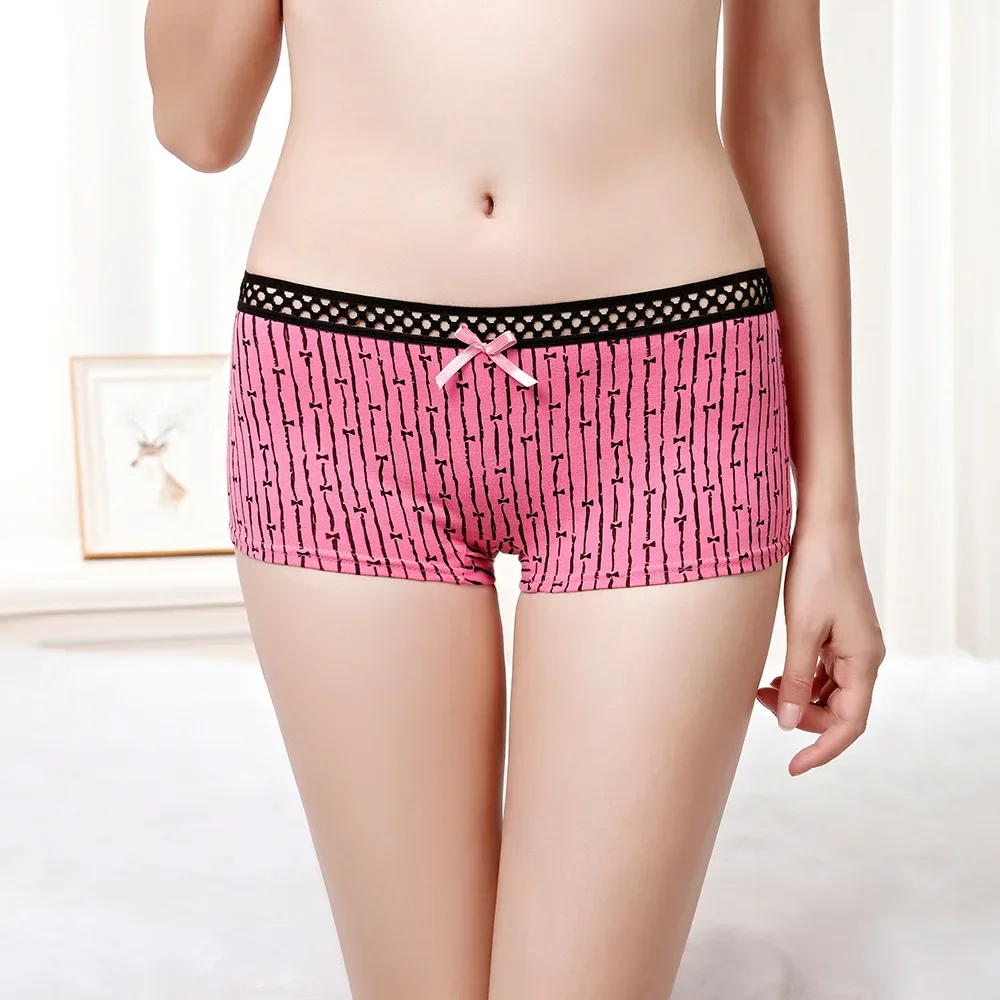 Underwear Women Sexy Boyshort Transparent Briefs Cotton Ladies Panties Low-rise Embroidery Boxer 5 pcs/lot