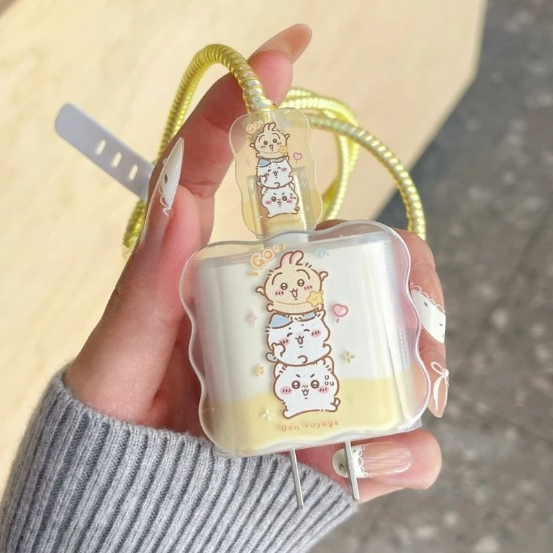 Anime Chiikawa Data Cable Protective Cover Charger Cover for Phone 16 Pro 15 Plus Universal 3-in-1 Cute Kawaii Gift 2026 New