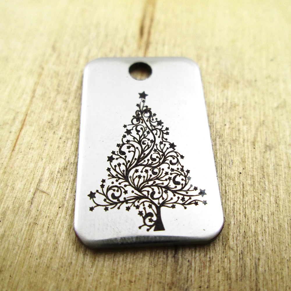 20pcs-christmas tree stainless steel charms - Laser Engraved - Customized - DIY Charms Pendants