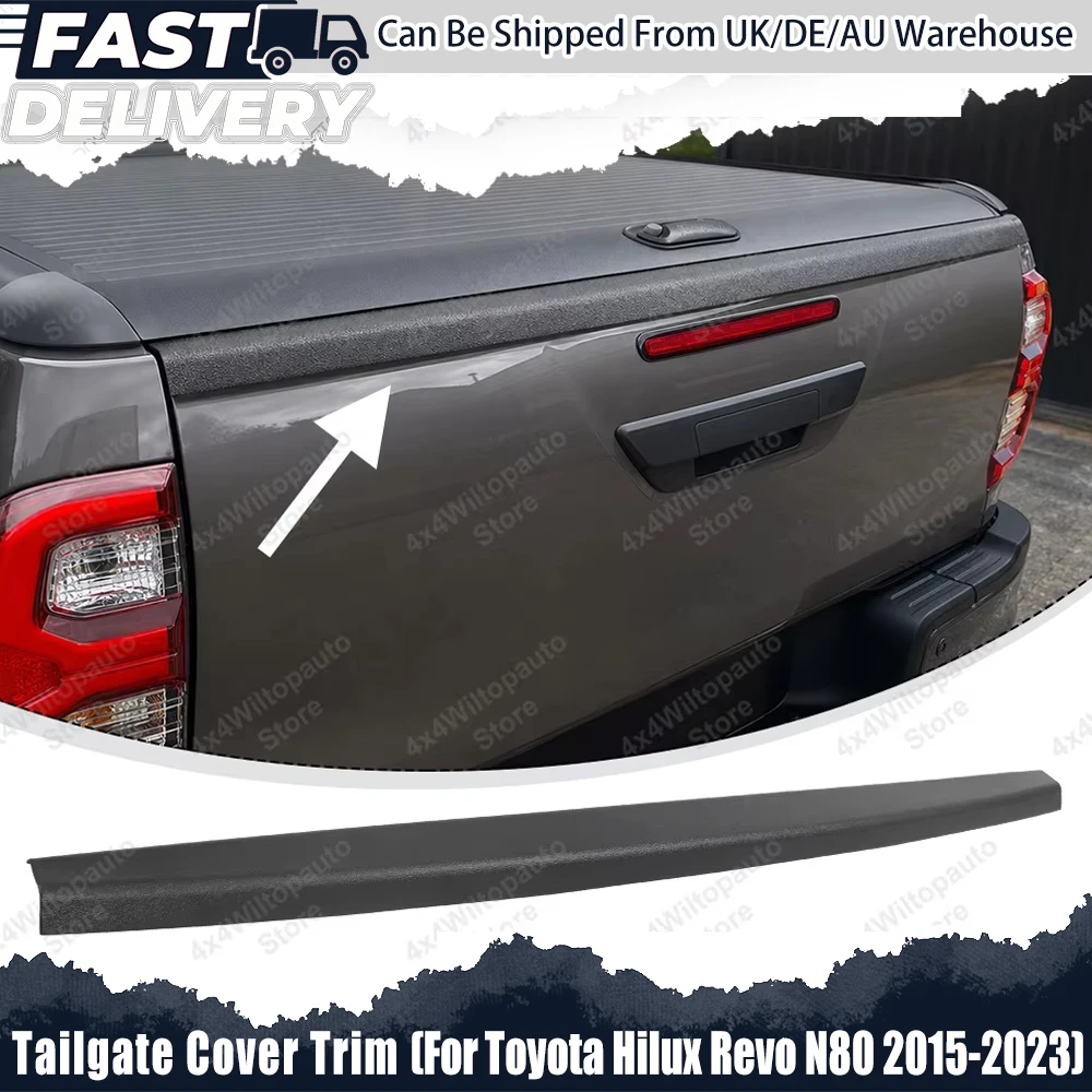 Image of Für Toyota Hilux Revo N80 2015-2023 Heckklappenabdeckung Heckklappenverkleidung ABS Matt Schwarz Offroad Exterieur Upgrade Zubehör