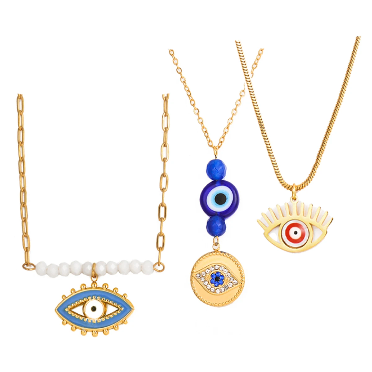 

Stainless Steel Evil Eye Necklace For Women Girls Vintage Fashion Female Accessories Waterproof Jewelry Gift Wholesale