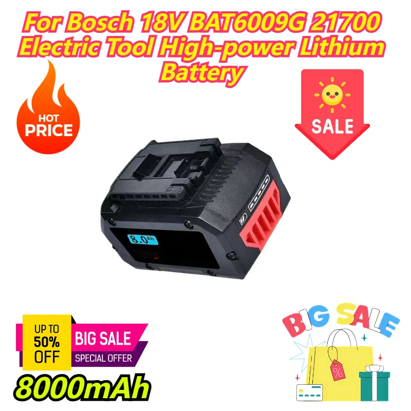 

8000mAh For Bosch 18V BAT6009G 21700 Electric Tool High-power Lithium Battery