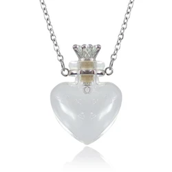 Transparent Heart Vial Bottle Necklaces for Titanium Steel Chain Make a for Wish Blood Vial Necklace Women Jewelry