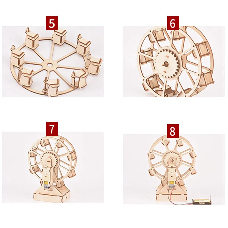 AS96-2X ثلاثية الأبعاد لتقوم بها بنفسك الحرفية الكهربائية دُولابٌ دَوّار لغز لعبة خشبية نموذج بناء مجموعات العلوم التعليمية للأطفال هدية
