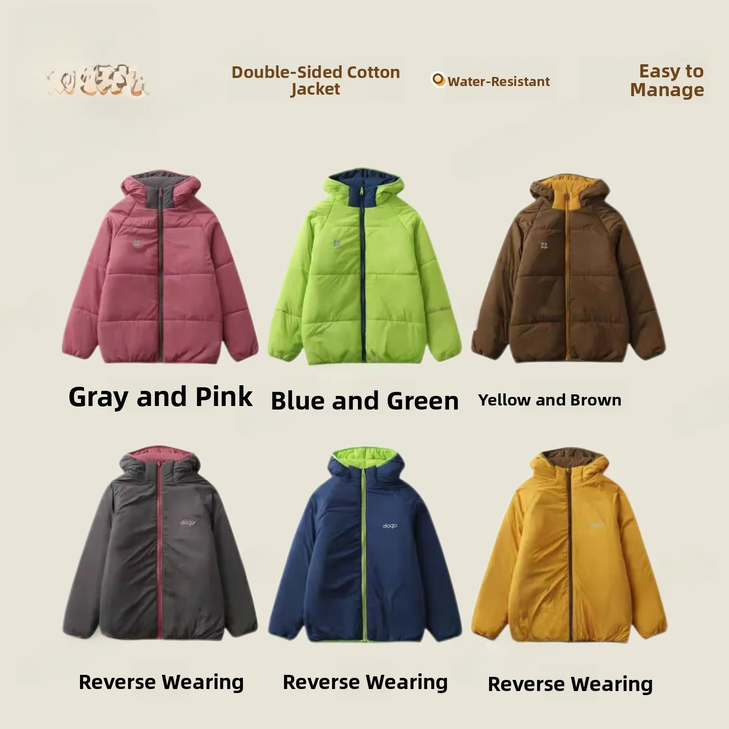 

Comfortable Double-Sided Wear Waterproof Warm Cotton Jaet for Women Outdoor Faionable Breathable Skin-Friendly Outerwear