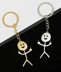 Colorful and Sparkling Fun Graffiti Stainless Steel Keychain with Middle Finger Keyring, Long Distance Friendship BFF Matching J