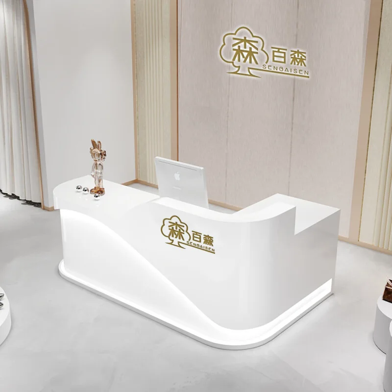 High-end L-shaped Reception Desks simple modern clothing Reception Desks beauty painted corner Office Furniture receptie ZY40JDT