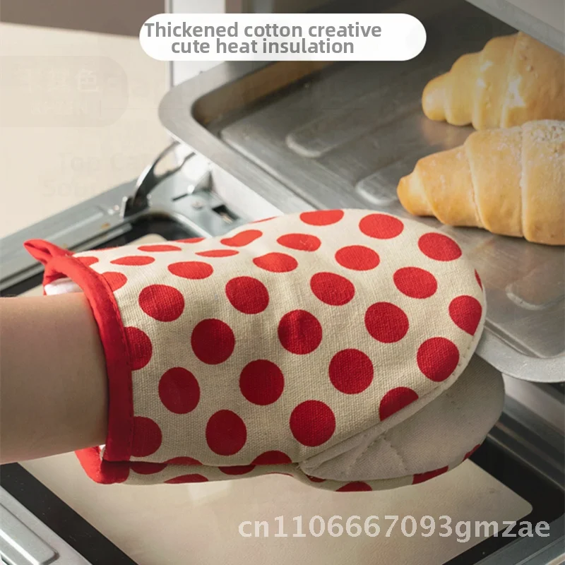 アマゾン-日本風-コットン-オーブンミット-断熱-厚手パッド-電子レンジ-ベーキング-スチームコンパートメント-キッチン手袋-レッド