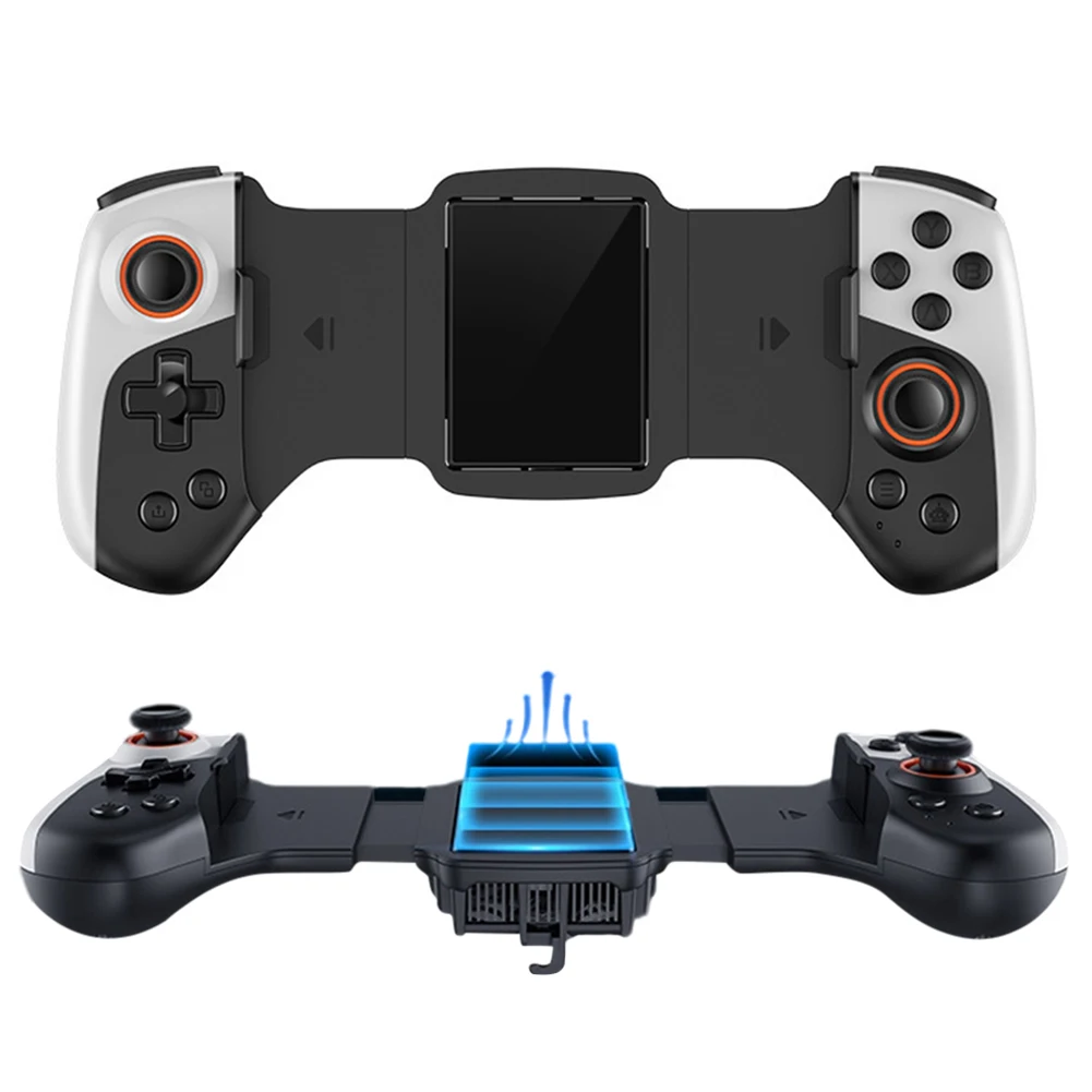 2 in 1 Wireless Mobile Gaming Controller Type C Cooling Cell Phone Gamepad Joystick Dual Joystick for IPhone/Android Phone