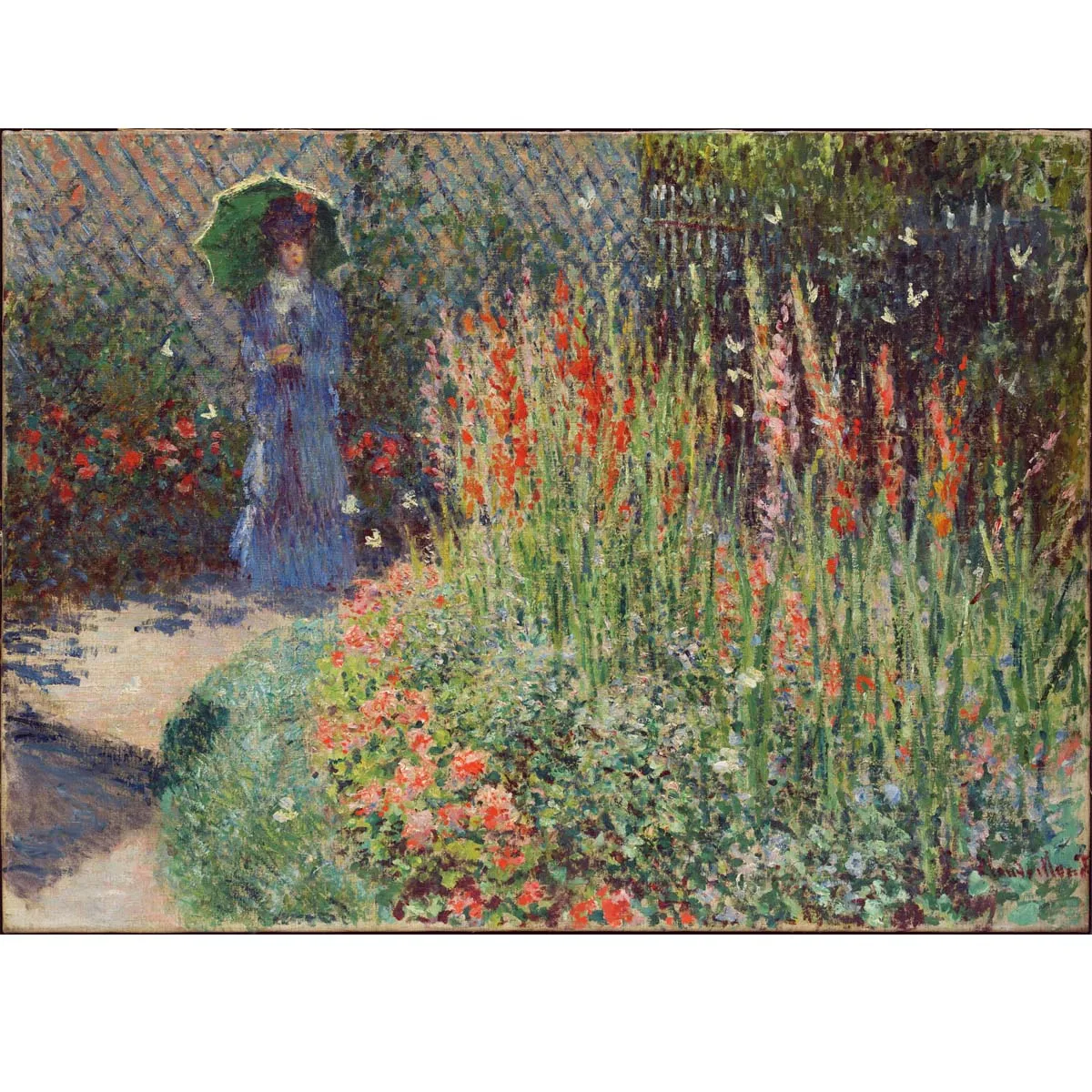 Rounded Flower Bed by Claude Monet,Hand painted landscape oil painting on canvas,Famous oil painting reproduction,Wall decor