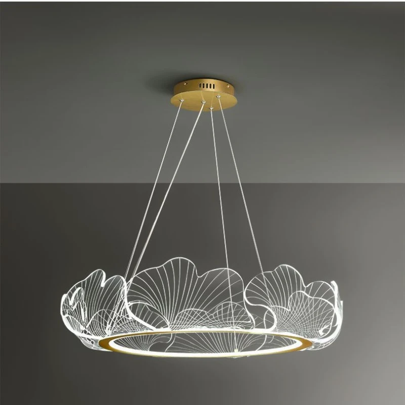 Postmodern Luxury Acrylic LED Pendant Light Design Creative Lotus Leaf Art Lamps Living Room Restaurant Bedroom Atmosphere Decor