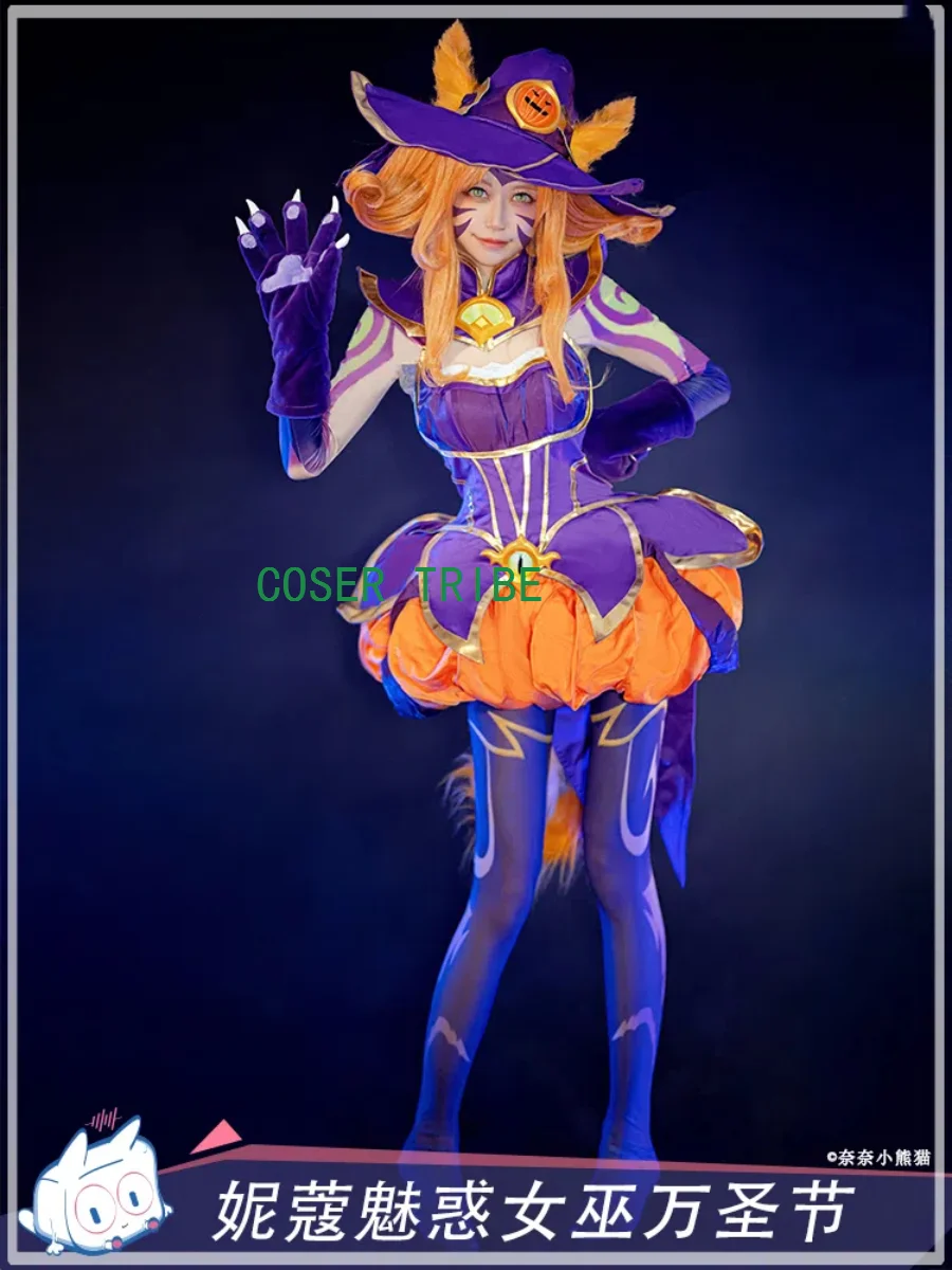 COSER TRIBE Lol Neeko Seductive Witch Halloween Cosplay Costume Cos Game Anime Party Uniform Hallowen Play Role Clothes Clothing