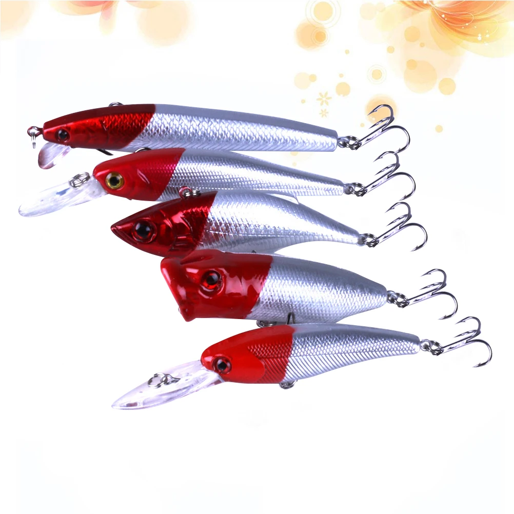 

5 pcs Lure Set Different Sizes Artificial Baits Fishing Tackle Lifelike Action Catch Fish Carp Bass Grass Fish Outdoor