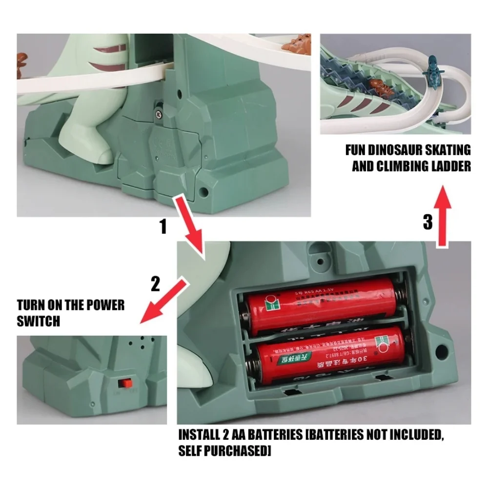 لعبة موسيقى شرائح تسلق الديناصورات مع 3 ديناصورات، لعبة ألغاز كهربائية ممتعة، هدية عيد الميلاد للأولاد والبنات في عيد الهالوين #4